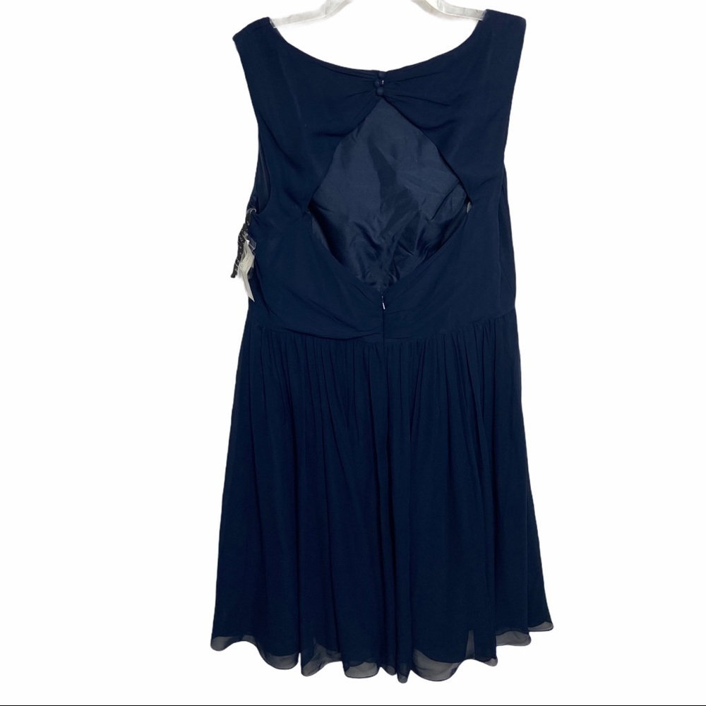 NWT Jenny Yoo Sz 18 Skylar Navy Blue Luxe Chiffon Dress Cocktail Wedding Guest - Picture 2 of 7
